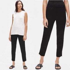 NWT Eileen Fisher Organic Cotton Stretch Twill Slim Ankle Pants in Black
